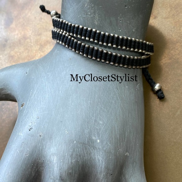 Men's Sterling Silver Black Corded Twin Double Bracelet! NEW 925 Links of London